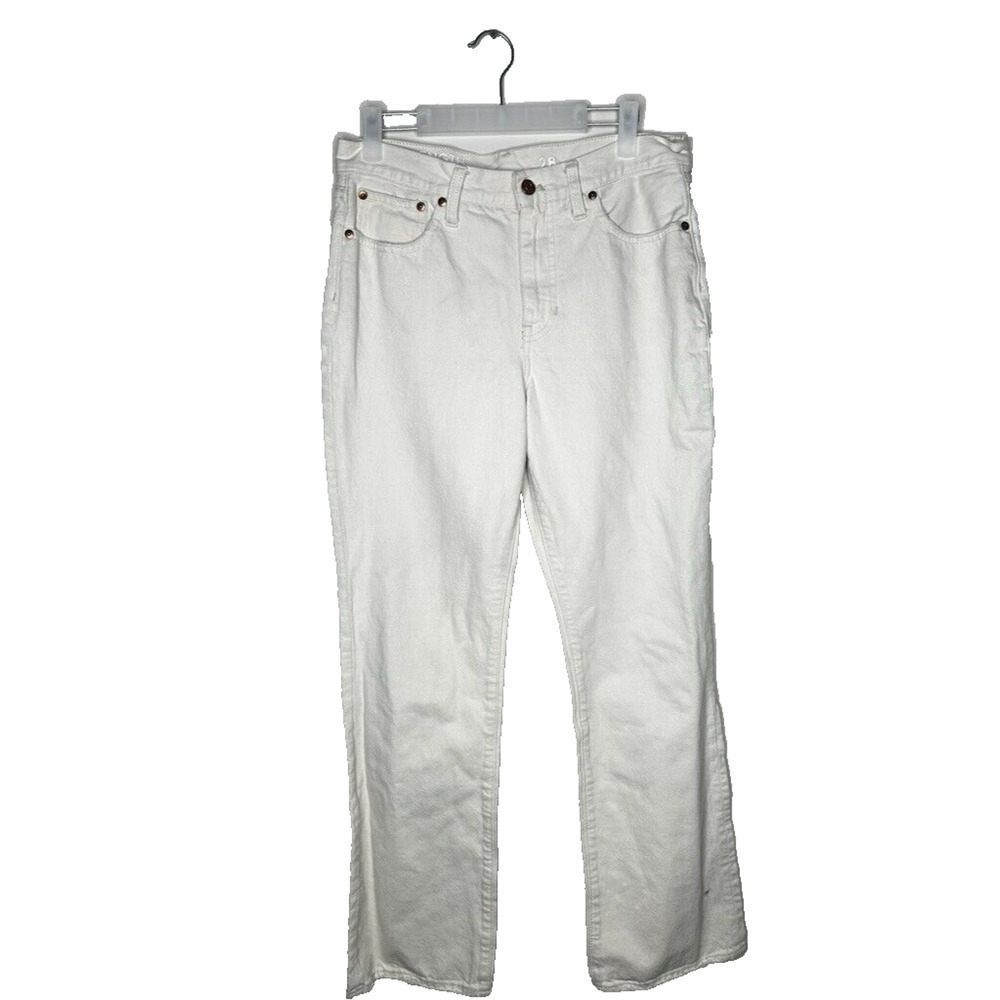 J. Crew 28 Waist Full-length Demi-boot Jeans in Ecru Cream Pockets Ivory Midrise